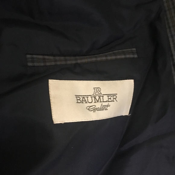 🔴 Vintage gray and blue plaid Baumler suit jacket - Picture 5 of 6